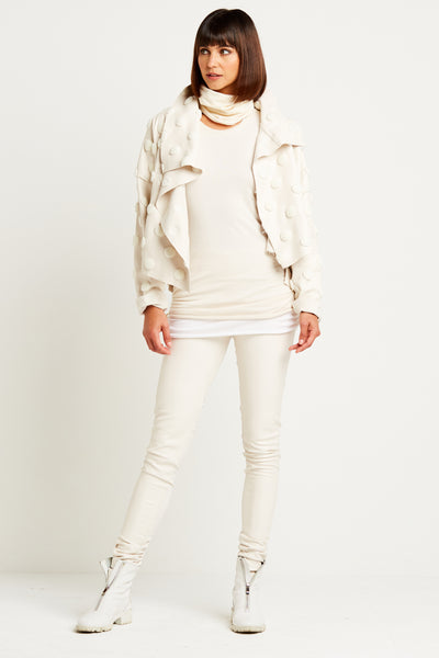 Vegan Leather Cropped Asymmetrical Dots Jacket