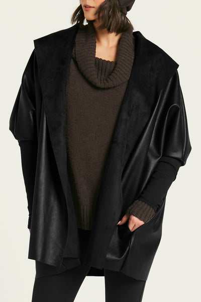 Vegan Leather Long Opera Coat