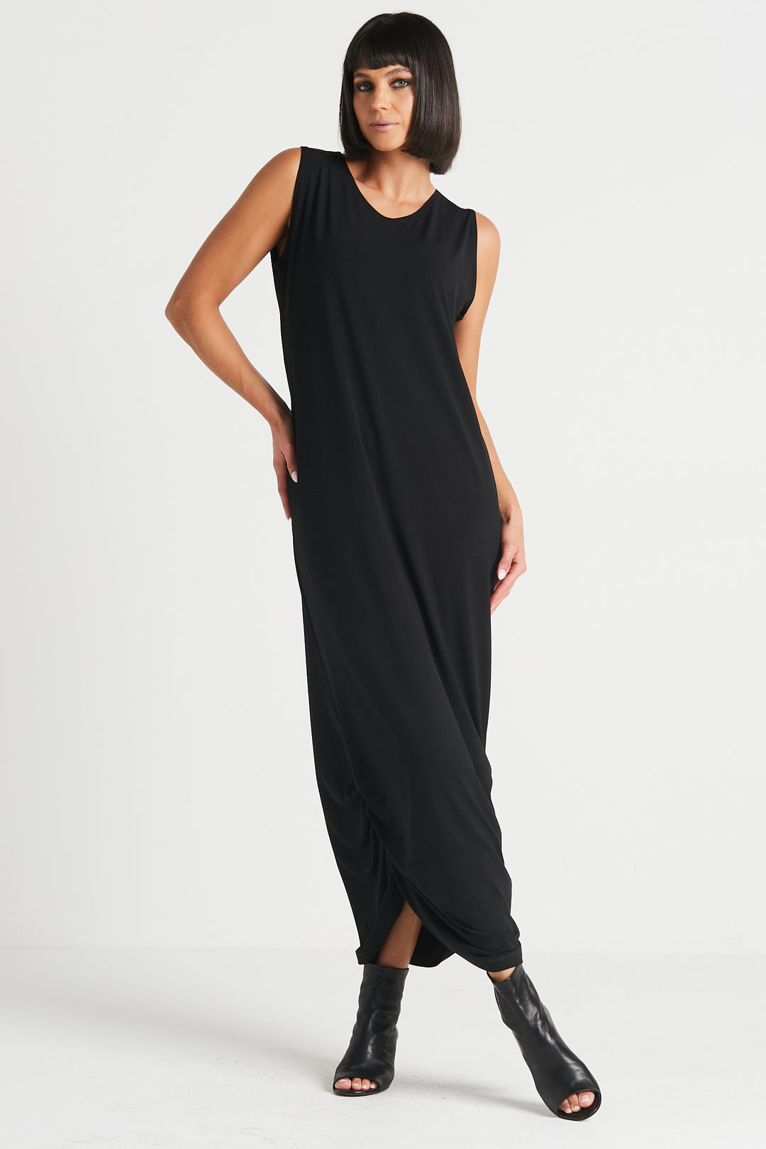 Matte Jersey Ruched Tank Dress PLANET by Lauren G Matte Jersey Ruched Tank Dress PLANET by Lauren G