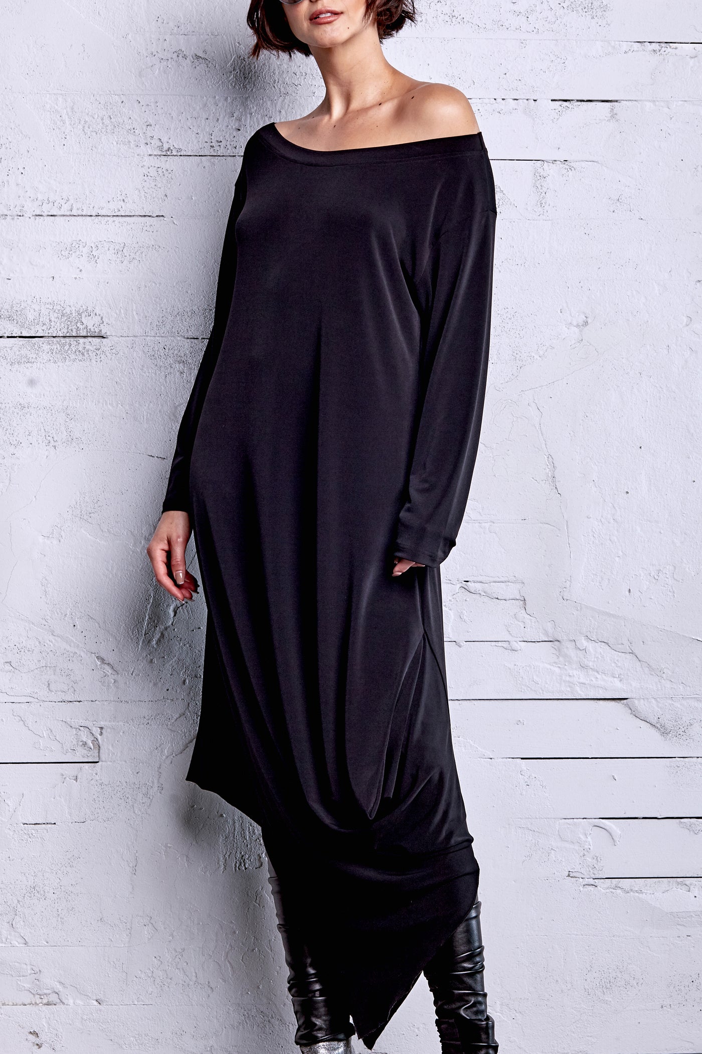 Matte Jersey Off The Shoulder Dress