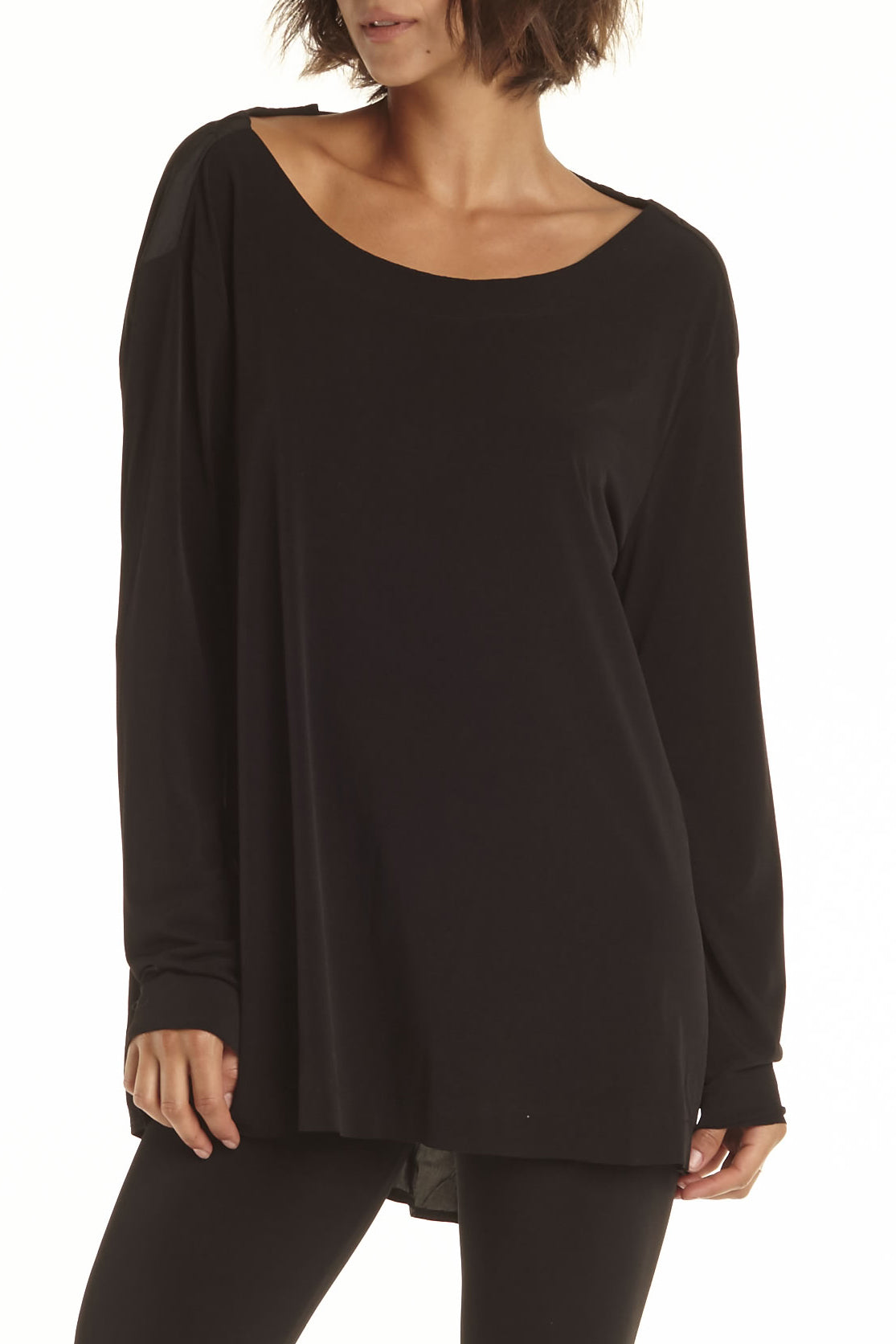 Matte Jersey Washable Silk Bow Back Mixed Media Top