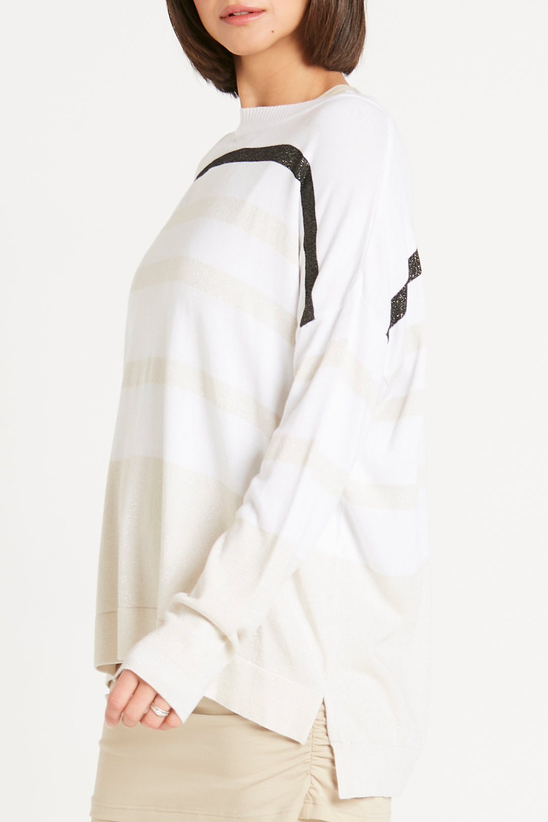 Pima Cotton Glitter Girl Crewneck Sweater