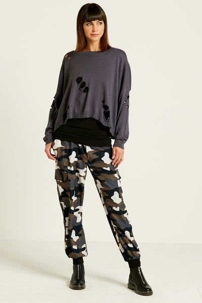 Pima Cotton Holey Moley Crewneck Sweater