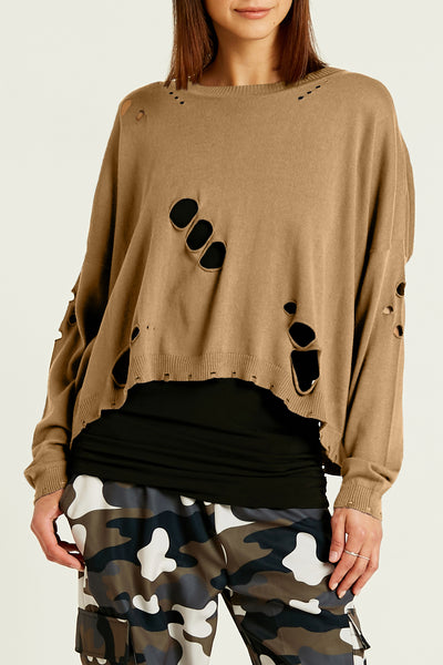 Pima Cotton Holey Moley Crewneck Sweater