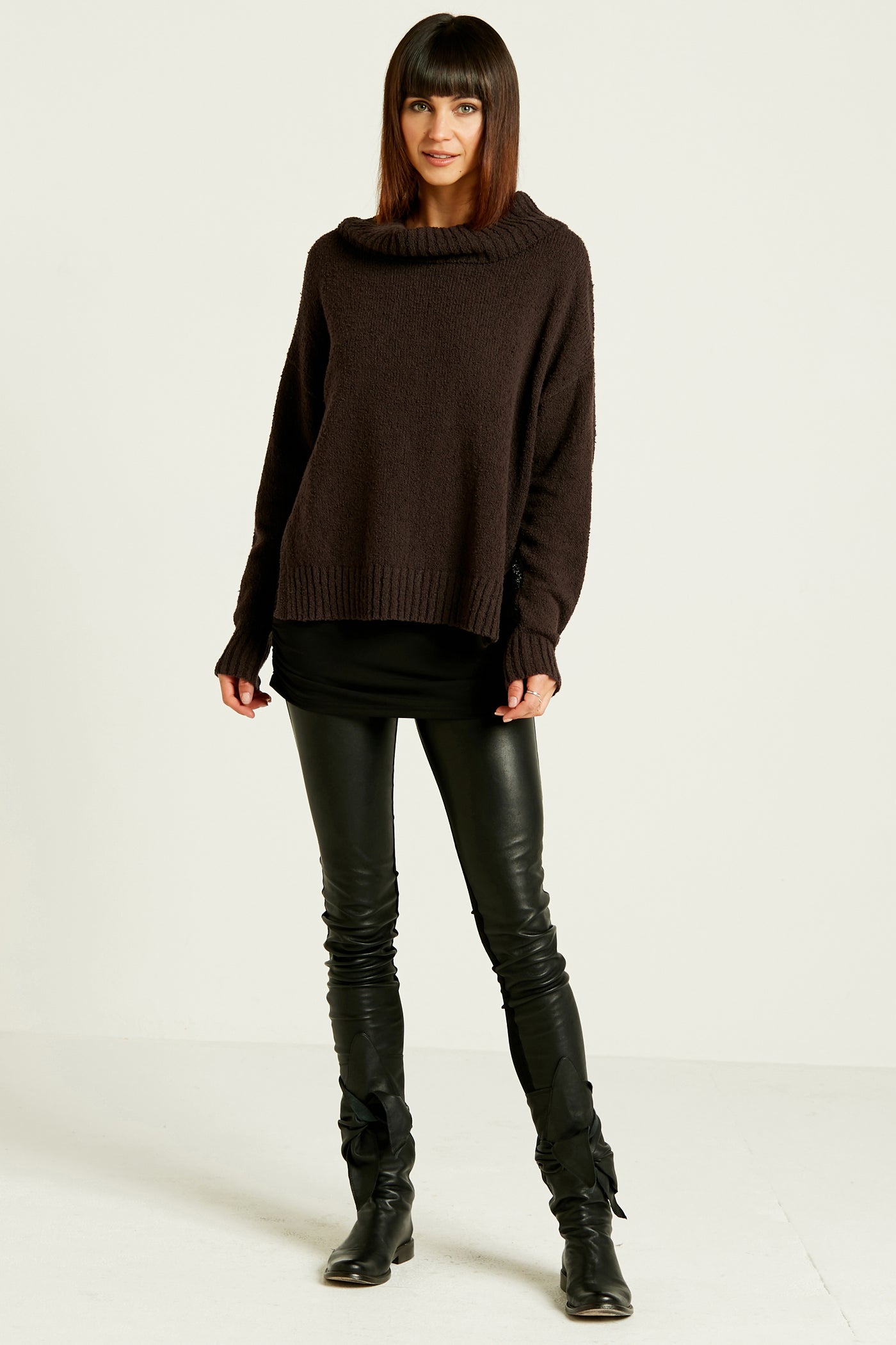 Pima Cotton Bouclé Cowl Sweater