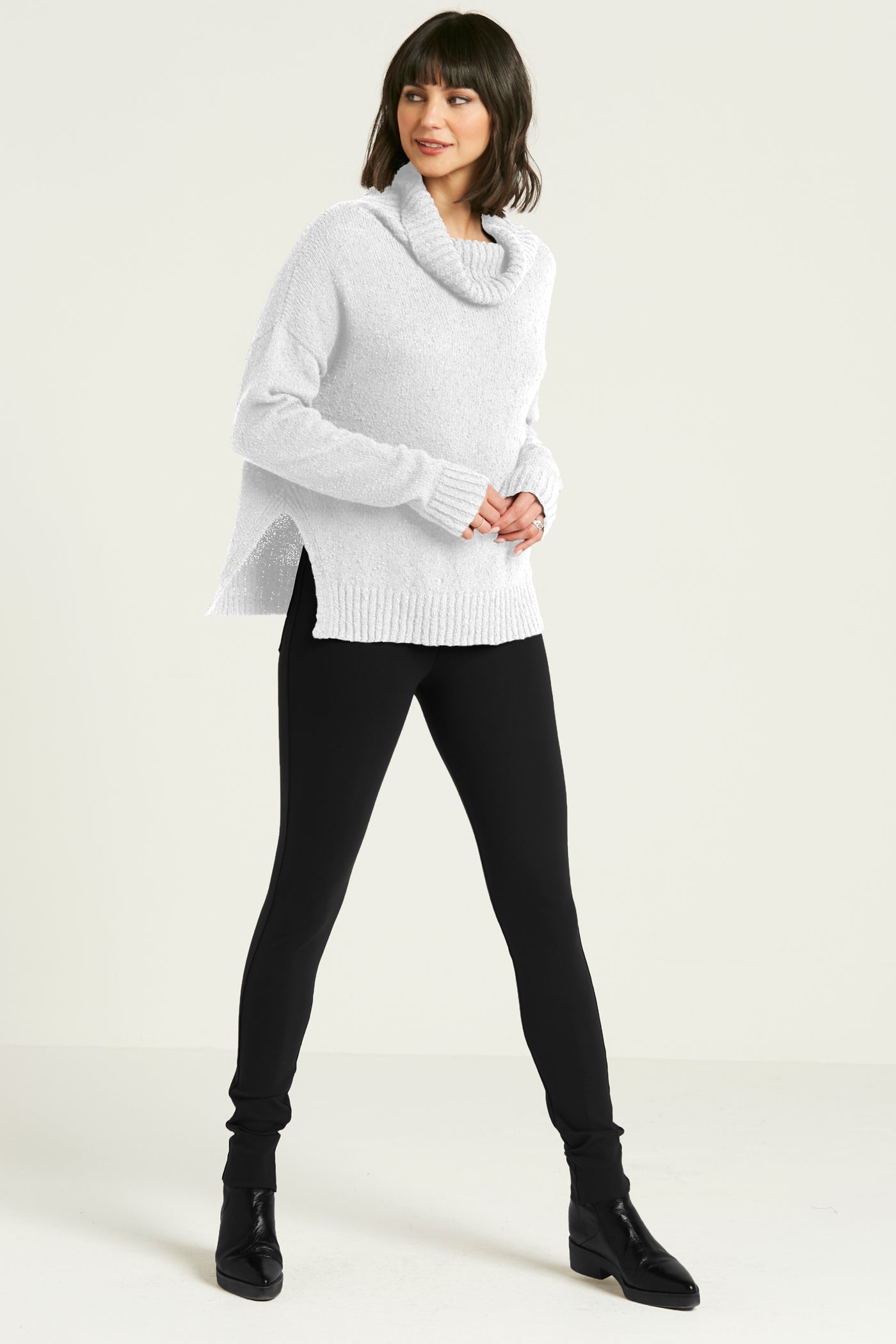Pima Cotton Bouclé Cowl Sweater