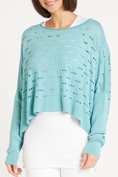 Pima Cotton 3 Hole Punch Boatneck Sweater