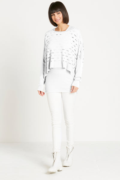 Pima Cotton 3 Hole Punch Boatneck Sweater
