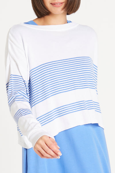 Pima Cotton Mini Striped Boatneck Sweater