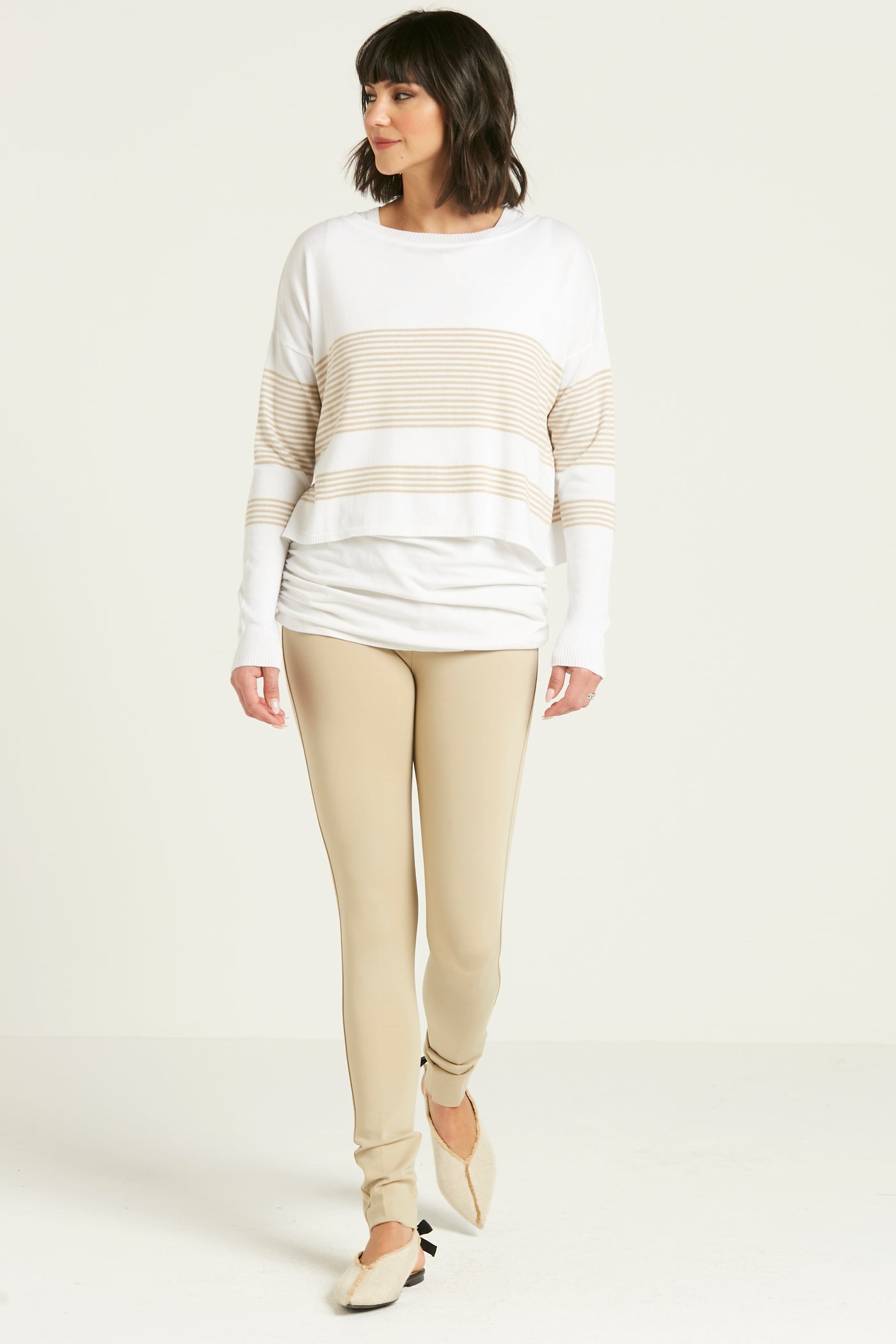 Pima Cotton Mini Striped Boatneck Sweater