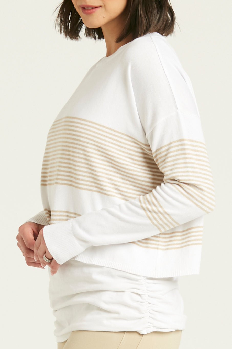 Pima Cotton Mini Striped Boatneck Sweater