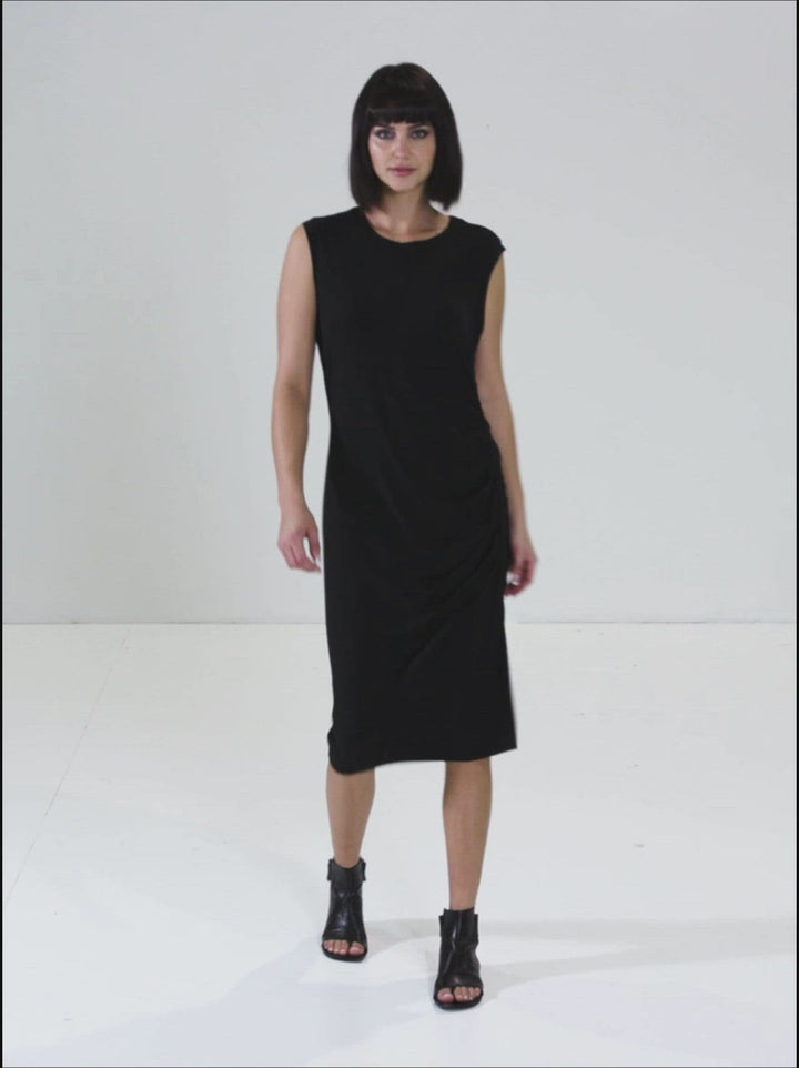 Matte Jersey Ruched Tank Open Side Dress